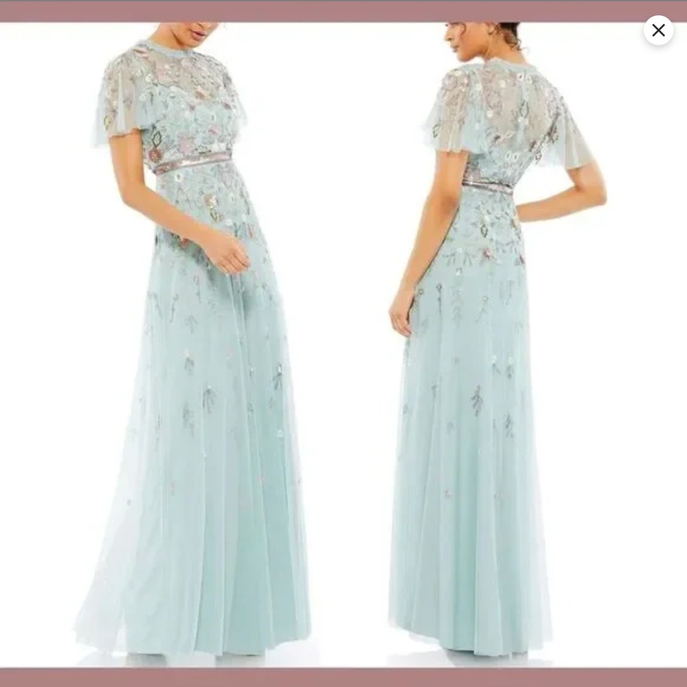 NEW Mac Duggal‎ [ 18 ] 9136 Embellished High Neck Butterfly Sleeve Gown J2223 - Picture 2 of 15